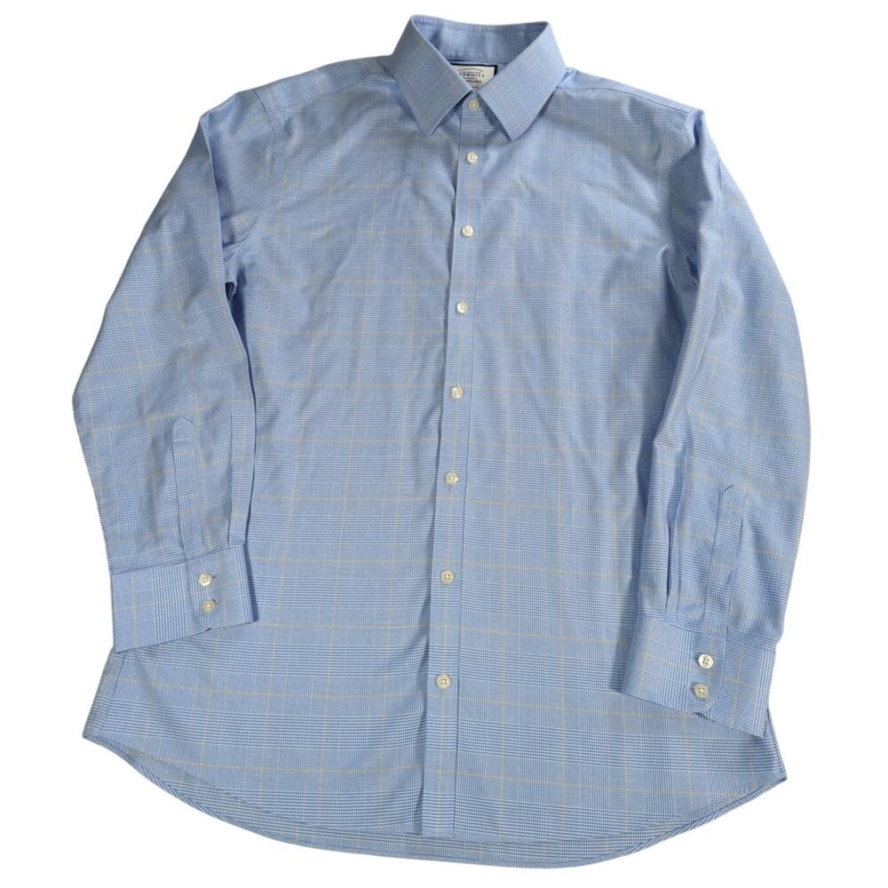 Charles Tyrwhitt Shirt Mens 16.5 33 Extra Slim Fit Blue Check Non Iron Dress